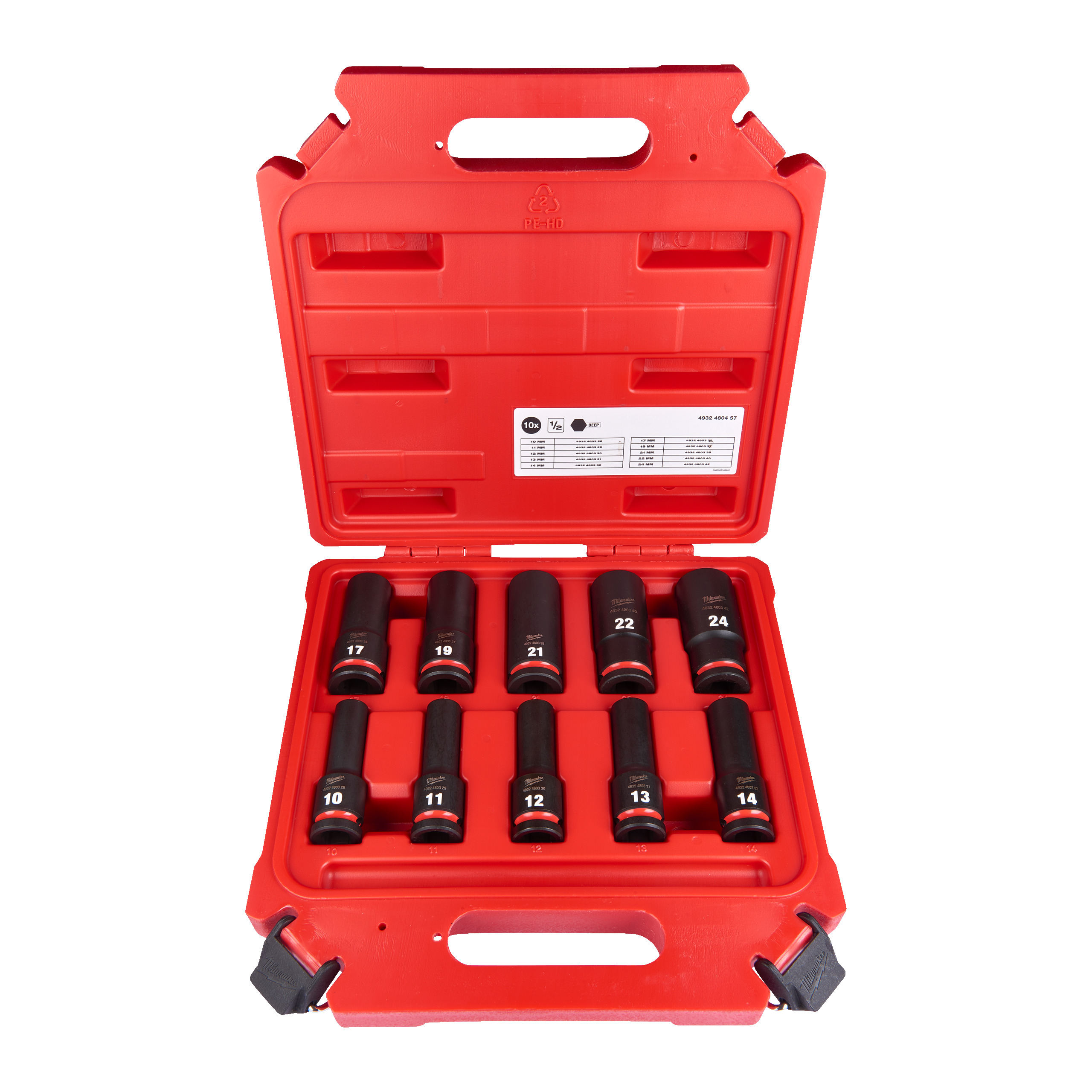Milwaukee Zubehör 4932480457 SHOCKWAVE™ Krachtdop Hex 1/2" lang set- 10 stuks