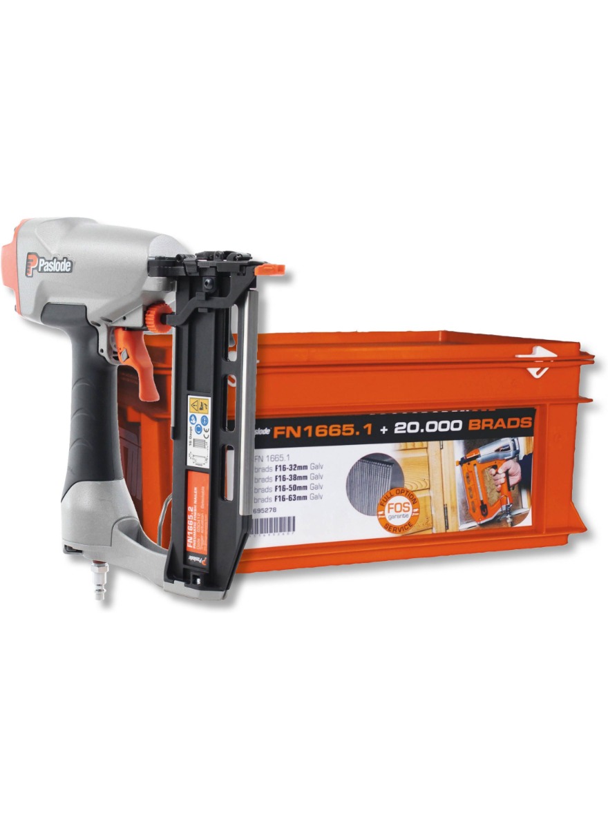 Paslode 695958 FN 1665.2 Finishing-Nagler (25 - 65 mm) Stifte 1,6 mm + 20000 Finishing-Nägel im Koffer