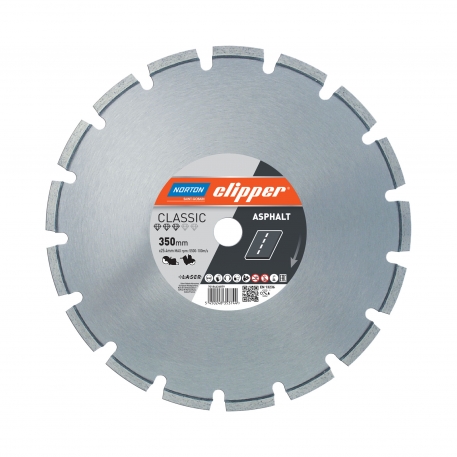 Norton Clipper 70184626879 Classic Asphalt Diamant-Sägeblatt 350 x 25,4 mm Trocken/Nass 