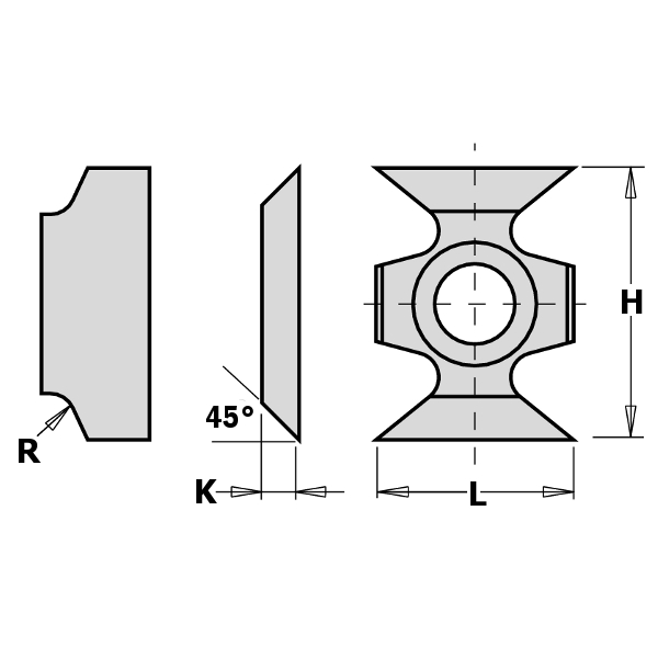 GRN Tools 790.162.00 HW-Wechselklinge Profil 16 x 22 x 5 mm Radius 2 10 Stück