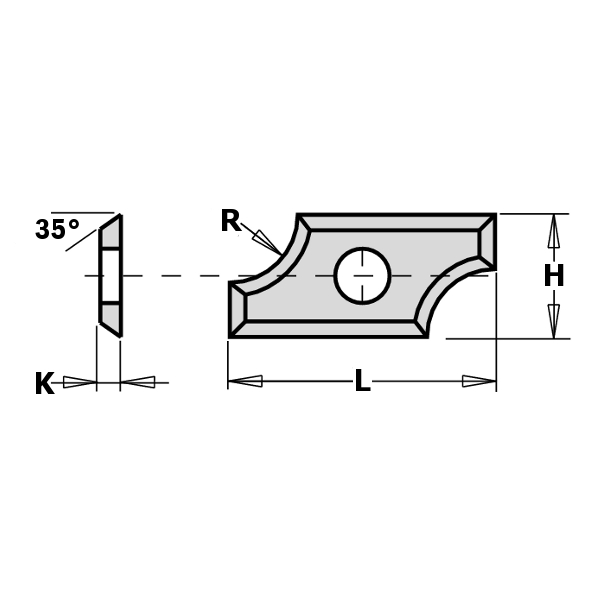 GRN Tools 790.020.00 HW-Wechselklinge Profil 19,5 x 9 x 1,5 mm Radius 2 mm 10 Stück