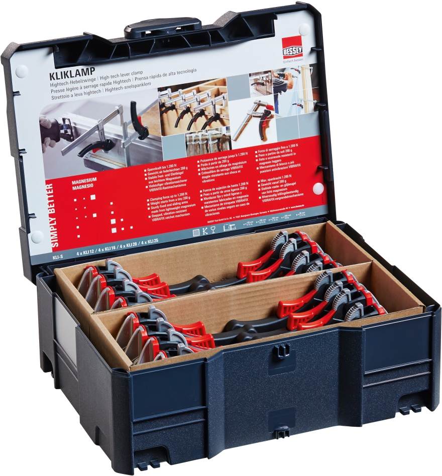 Bessey KLI-S KliKlamp Schraubzwingen SET im T-Loc Systainer