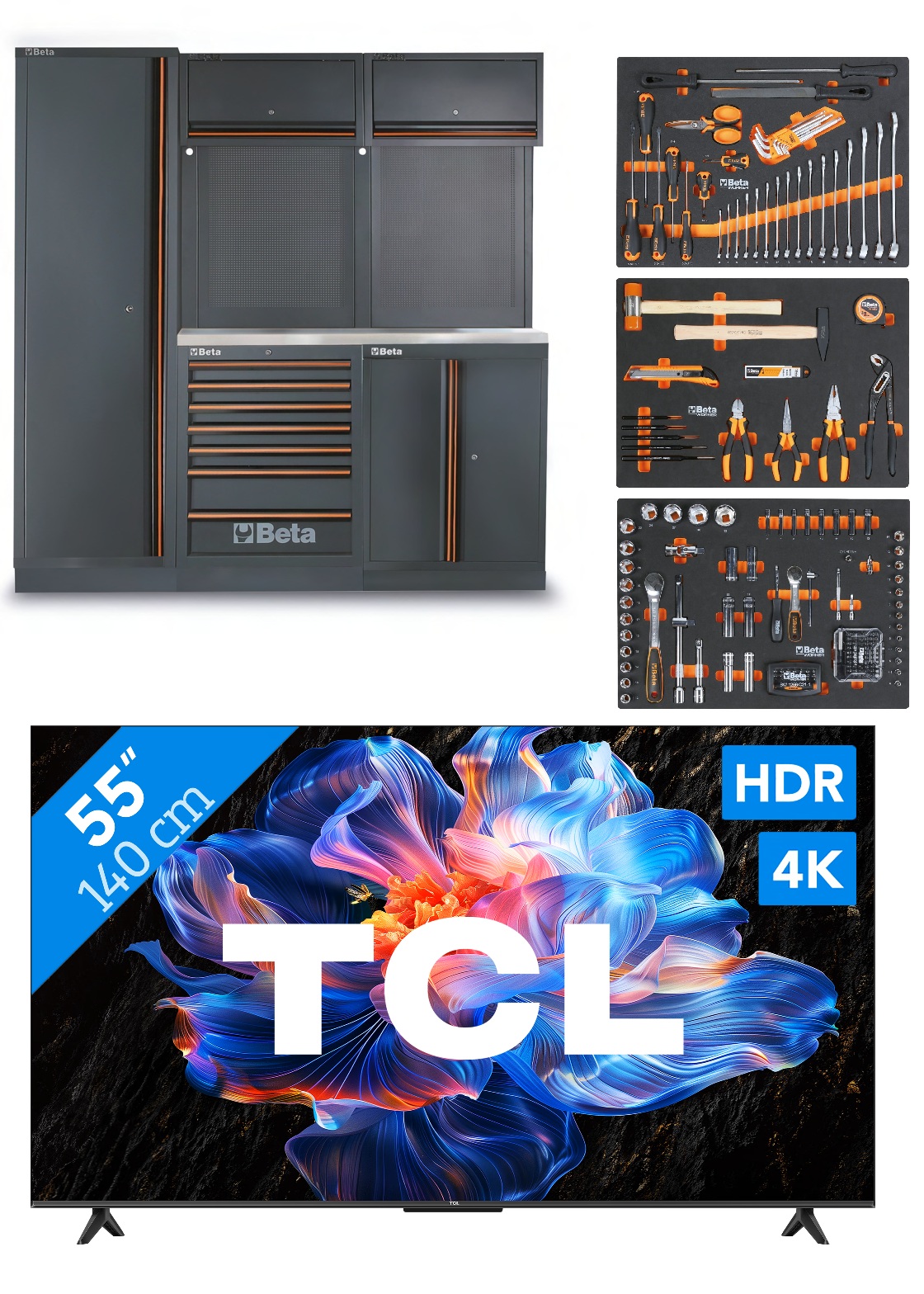 Beta ZNLWK0001 C45PRO 2.0 B7X Werkstattausr&uuml;stung mit 196-teiligem Sortiment + kostenloser 55 "TCL TV
