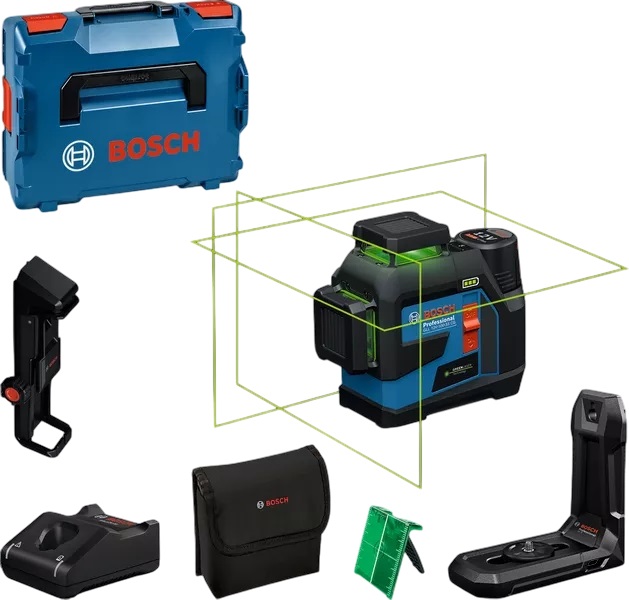 Bosch Blau 0601065401 GLL 12V-100-33 CG Linienlaser-Set 1x 2,0 Ah und Schnellladegerät GAL 12V-40 in L-BOXX