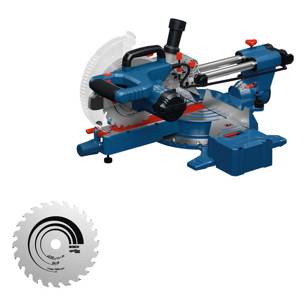 Bosch Blau 0601B61001 GCM305-216S Kapp- und Gehrungssäge + 2x Sägeblatt, Zwinge, Staubbeutel, Lineal, 2x Werkstückauflage