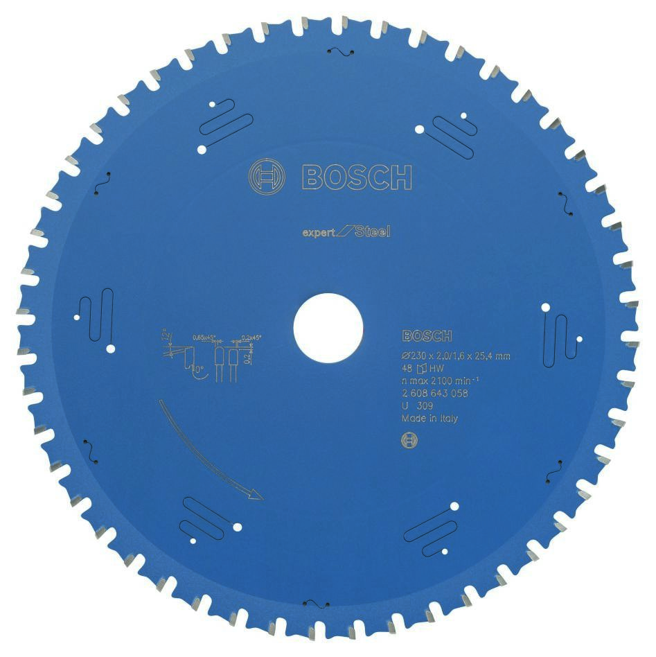 Bosch Blau Zubehör 2608643058 Hartmetall Kreissägeblatt Expert für Stahl 230 x 25.4 x 48T