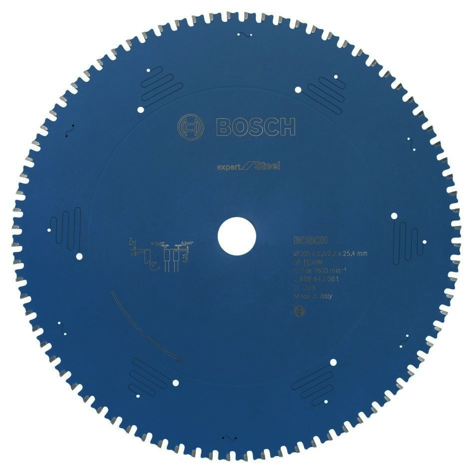 Bosch Blau Zubehör 2608643061 Hartmetall Kreissägeblatt Expert für Stahl 305 x 25.4 x 80T