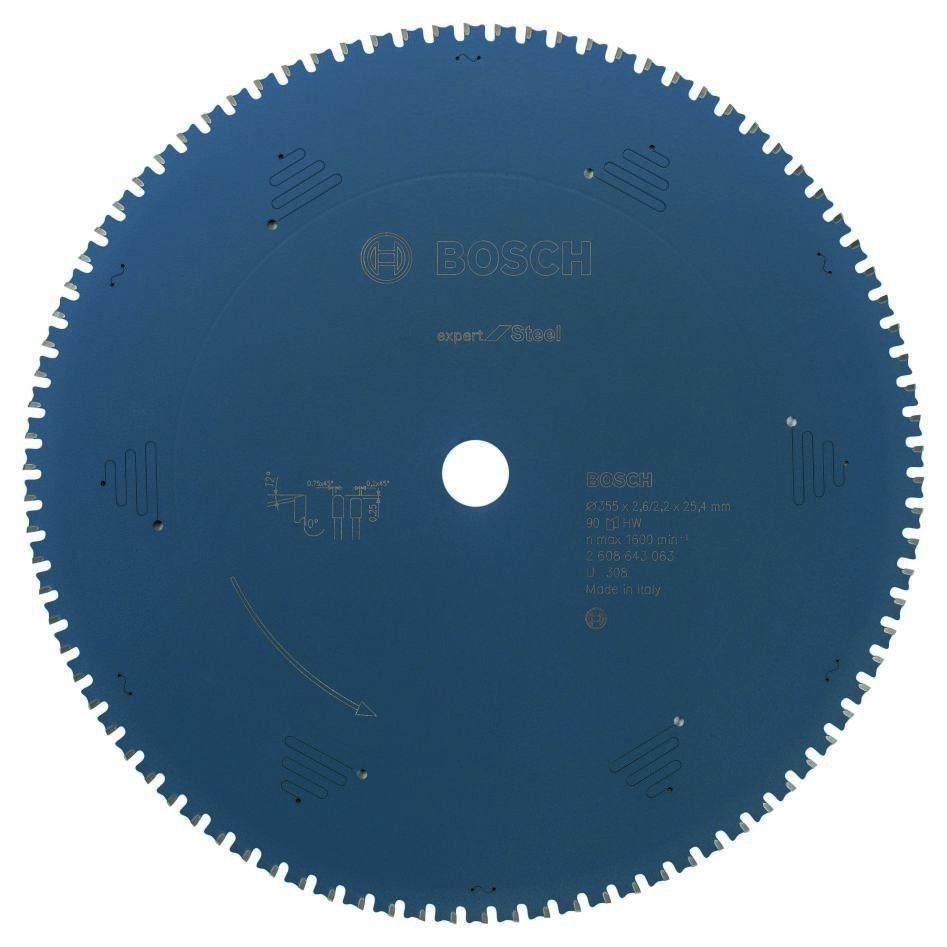 Bosch Blau Zubehör 2608643063 Hartmetall Kreissägeblatt Expert für Stahl 355 x 25.4 x 90T
