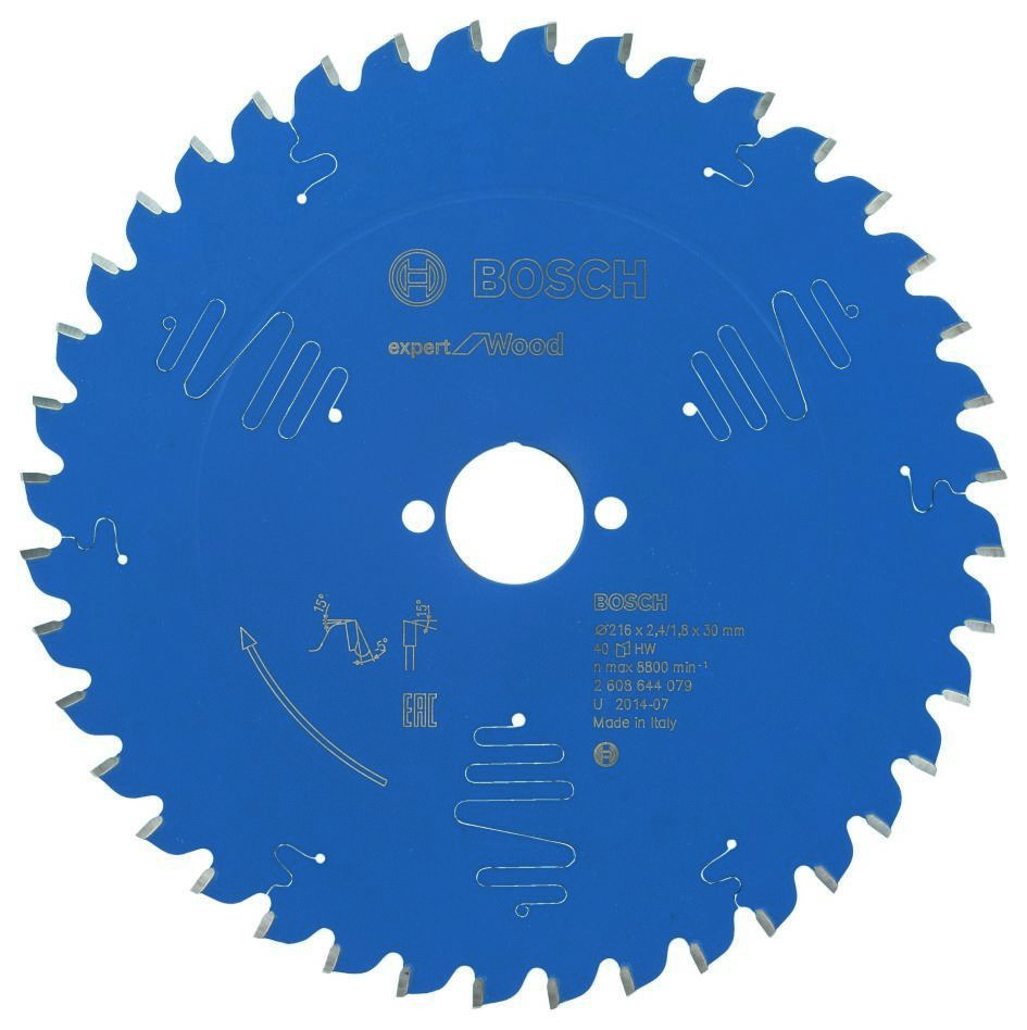 Bosch Blau Zubehör 2608644079 Hartmetall Kreissägeblatt Expert für Holz 216 x 30 x 40T