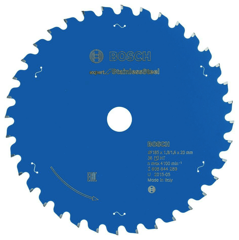 Bosch Blau Zubehör 2608644289 Hartmetall Kreissägeblatt Expert für Edelstahl 185 x 20 x 36T
