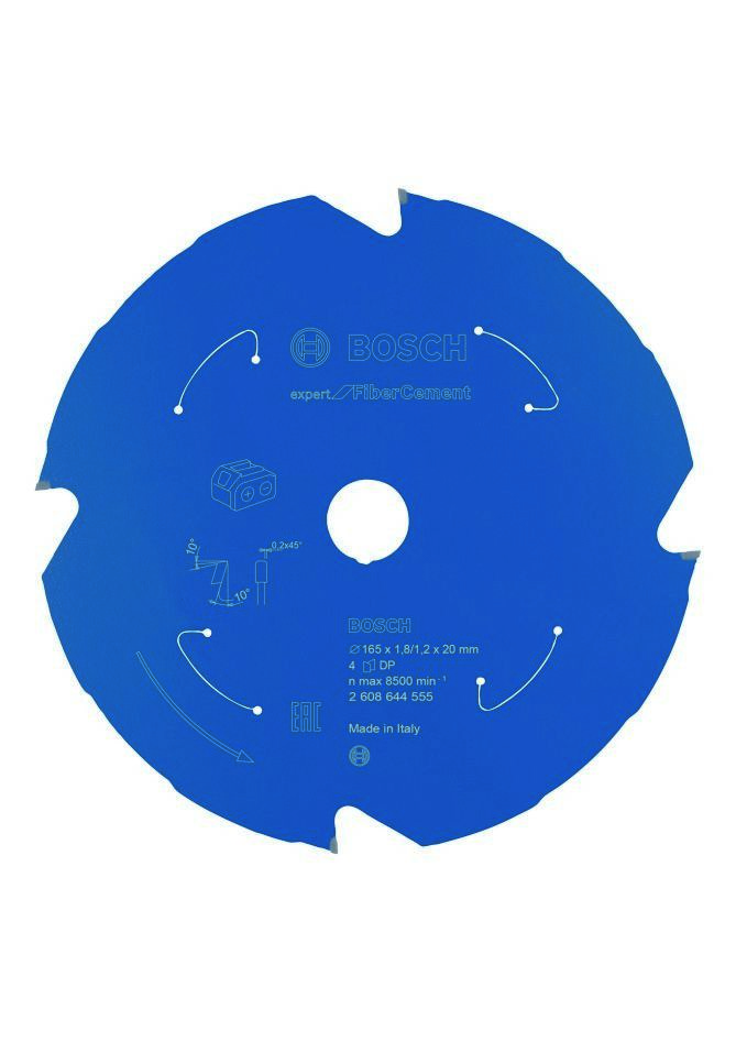 Bosch Blau Zubehör 2608644555 Hartmetall Kreissägeblatt Fibre Cement Expert für Akku-Sägen 165 x 20 x T4 2608644555