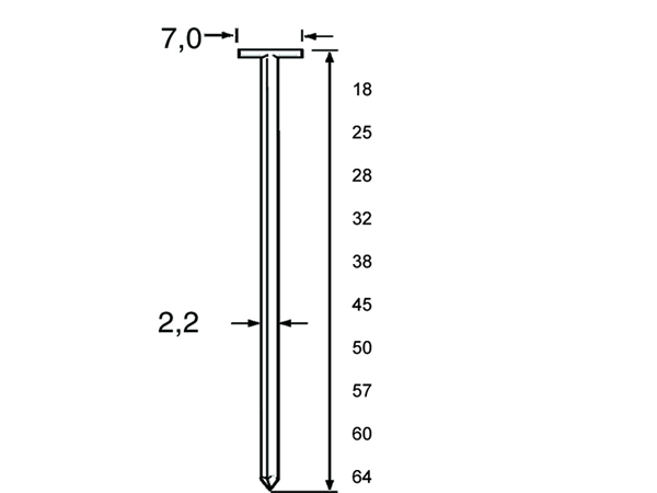 Dutack 5220056 TN22 T-Nagel Stahl 32mm 2000 Stück