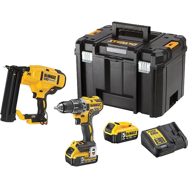 DeWalt DCK282P2T-QW DCD791 Akku-Bohrmaschine + DCN680 Nägler 18GA 15-54 mm 18 V 5,0 Ah Li-Ion