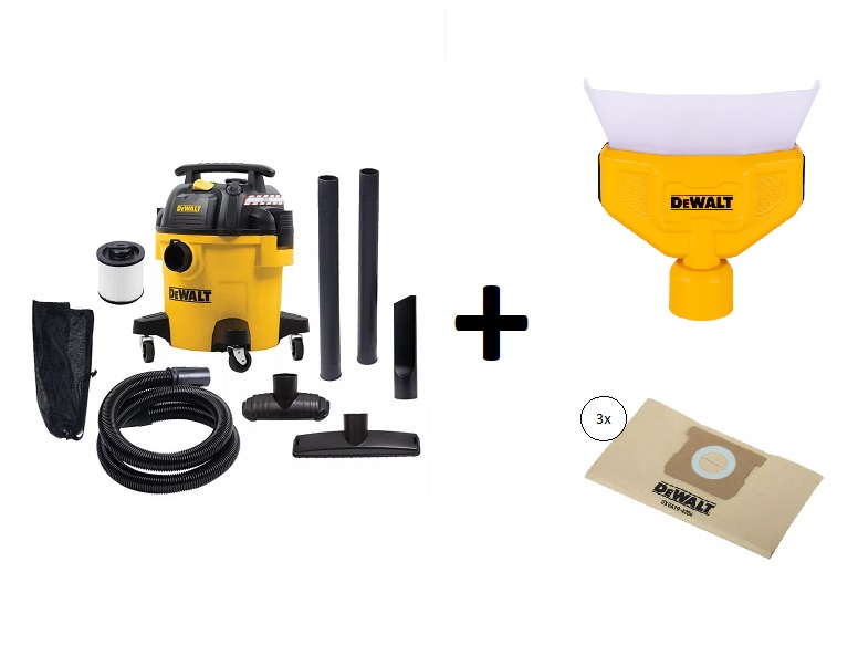 DeWALT DXV20PB 20L Nass-/Trockensauger + Filtertüten und Staubsammler