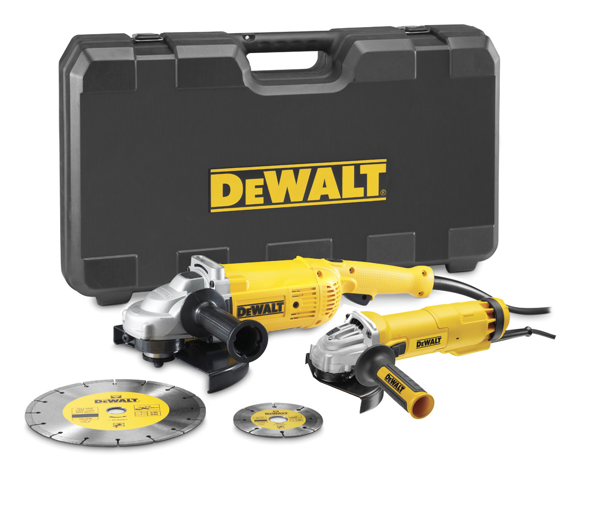 DeWALT DWE492SDT-QS Winkelschleifer-Set - 230 mm 2200 Watt + 125 mm 1000 Watt