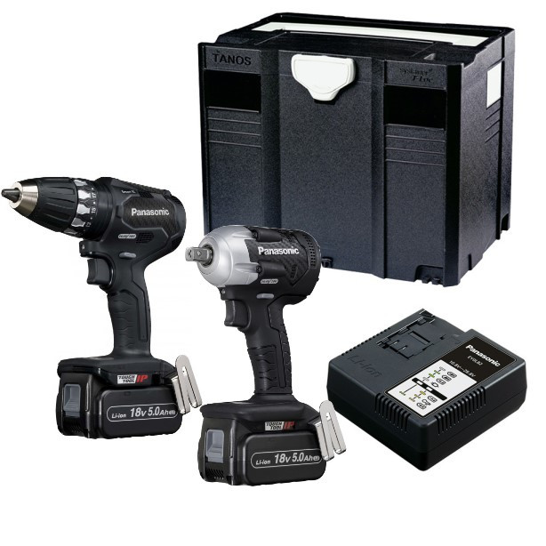 Panasonic EYC232LJ2G Kombi-Set Akkubohrmaschine EY74A3 und Schlagschrauber EY75A8 18 Volt 5.0 Ah Li-ion im Systainer
