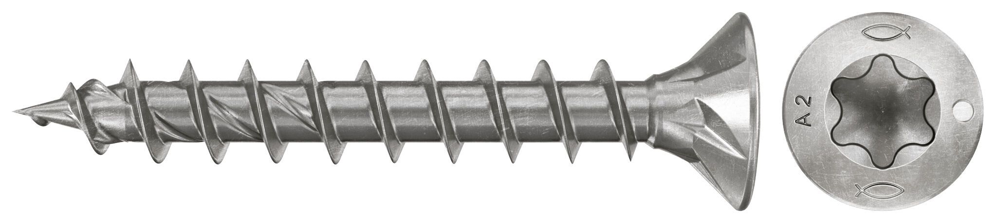 Fischer 574060 PowerFast FPF II Spanplattenschrauben CTF 3.5x30 Senkkopf Senkkopfgewinde A2 200St.