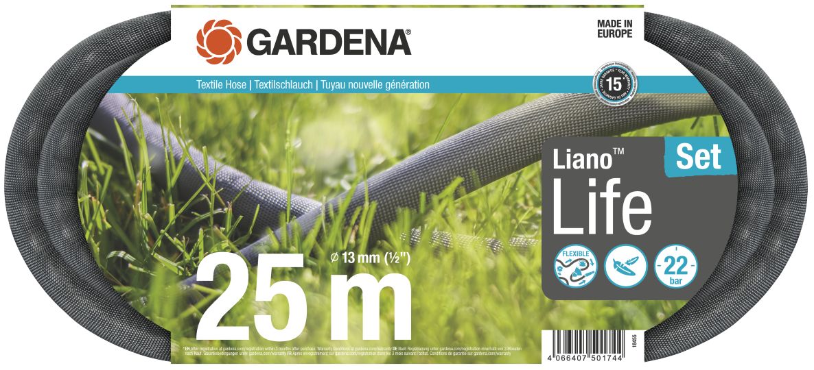 Gardena 18455-20 Liano Life Textilschlauch 25m Set