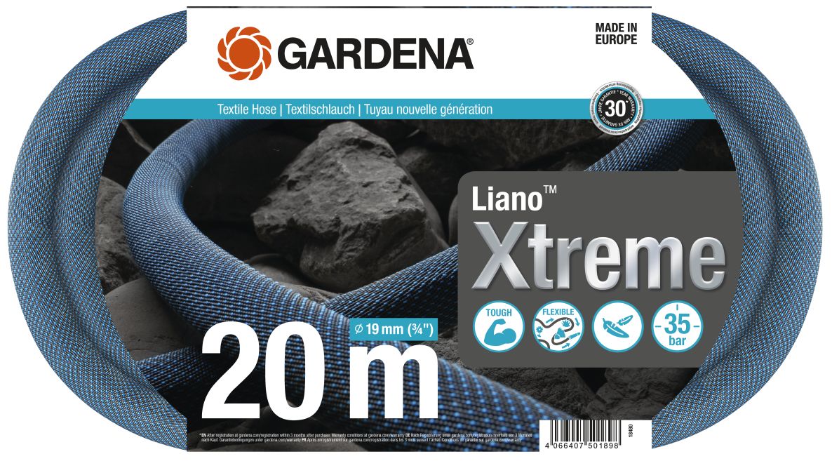 Gardena 18480-20 Liano Xtreme Textilschlauch 20m, 3/4"