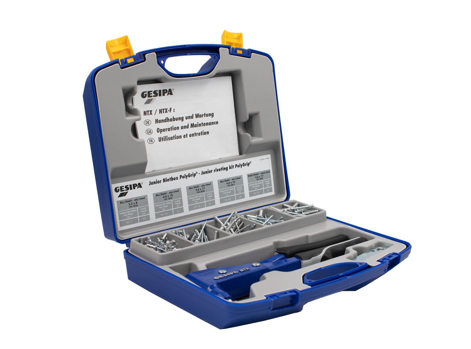 Gesipa 217541024 NTX Blindnietzange 2,4-5,0 mm im Sortimentskasten junior gefüllt