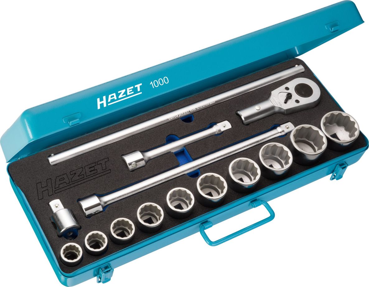 Hazet 1000Z Steckschl&uuml;sselsatz 3/4" Vierkant, hohl, Au&szlig;enprofil Zw&ouml;lfkant, 15-teilig