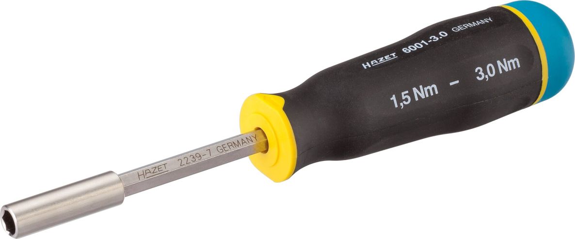 Hazet 6001-3.0/3 Drehmomentschraubendreher Drehmomentbereich min–max: 1,5 – 3 Nm Genauigkeit: 6 % 1/4" Innensechskant, 3-teilig