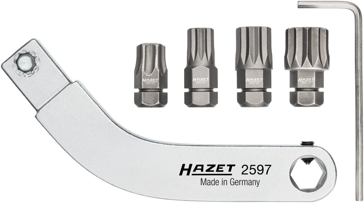Hazet 2597-2/5 Türscharnier-Steckwerkzeug, gebogener Bithalter-Satz 9 x 12 mm, 5-teilig