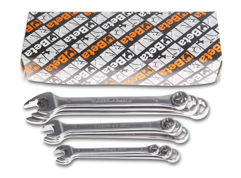 Beta 000420391 42INOX/S11 11-teiliger Ringschlüsselsatz aus rostfreiem Stahl