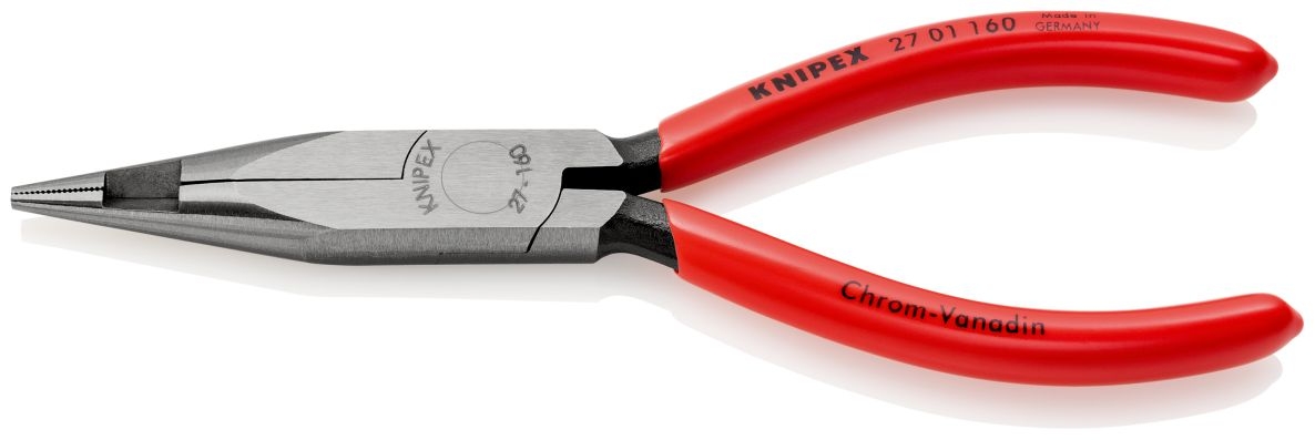 Knipex 27 01 160 Flachspitzzange mit Mittelschneider, 160 mm