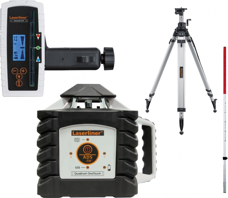 Laserliner 053.200-2 Quadrum OneTouch 410 S SET Rotationslaser + Flexilatte + Spindelstativ 260 cm