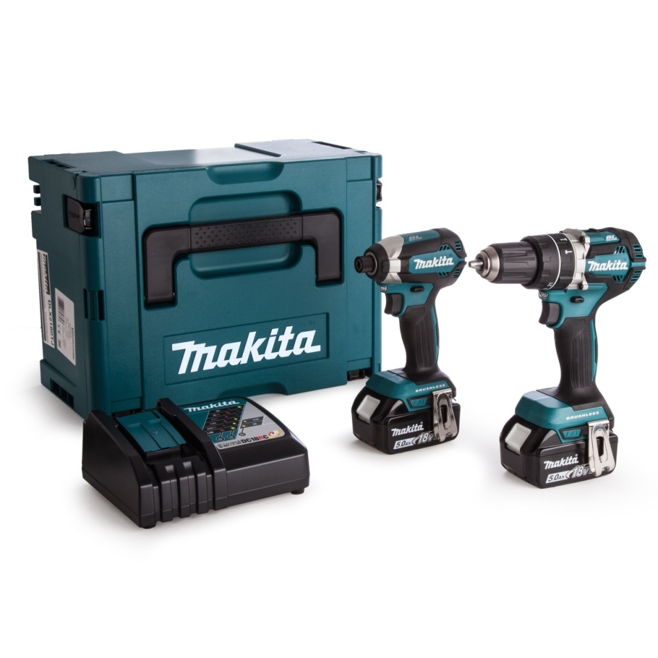 Makita DLX2180TJ - DHP484 Akku-Schlagbohrer + DTD153 Akku-Schlagschrauber 18 Volt 5,0 Ah Li-Ion
