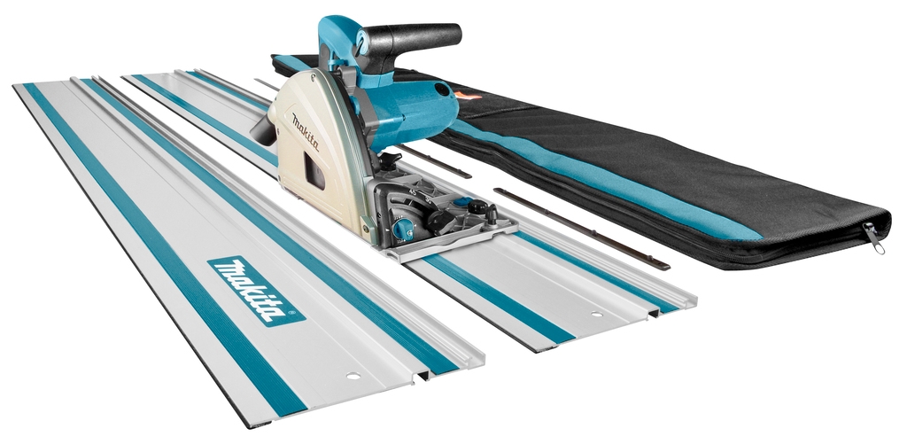 Makita SP6000J1X2 230V Kreissäge 165 mm + 2 x Schiene + Verbindungsleisten + Aufbewahrungstasche + extra Sägeblatt