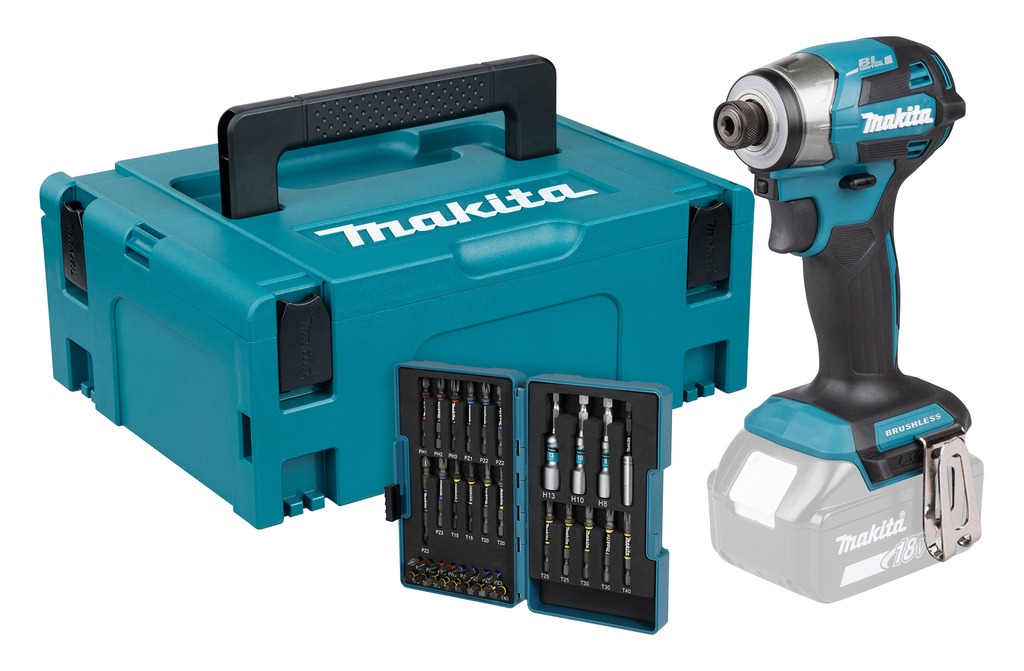 Makita DTD173ZJX2 LXT 18V Akku-Schlagschrauber ohne Akku und Ladeger&auml;t in Mbox + Impact Premier Bit-Set