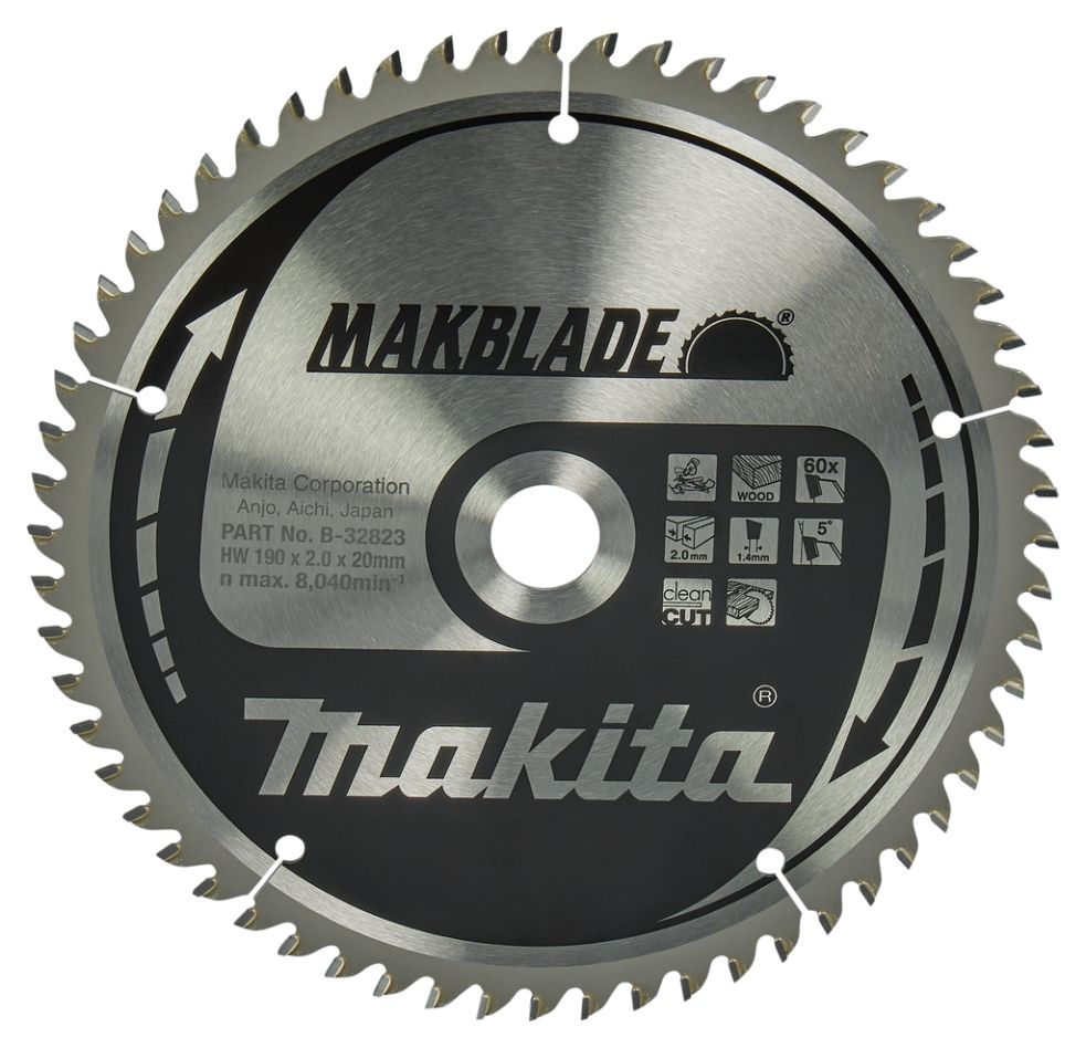 Makita Zubehör B-32823 HM-Sägeblatt Holz 190 x 20 x 60T