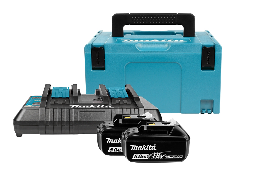 Makita Zubehör 197629-2 Starterkit - 2 x Akku BL1850B 18V 5.0Ah + Duo-Ladegerät DC18RD in MBox 3