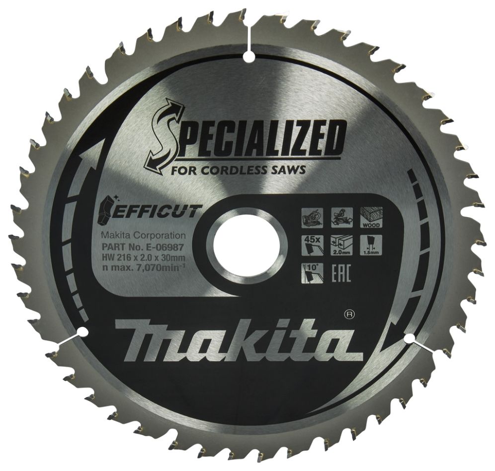 Makita Zubehör E-06987 Trennsägeblatt Efficut 216x30x2.0 45T 10g