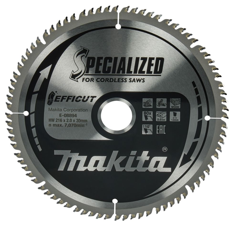 Makita Zubehör E-08894 Ablängsägeblatt für Holz 216 x 30 x 80T