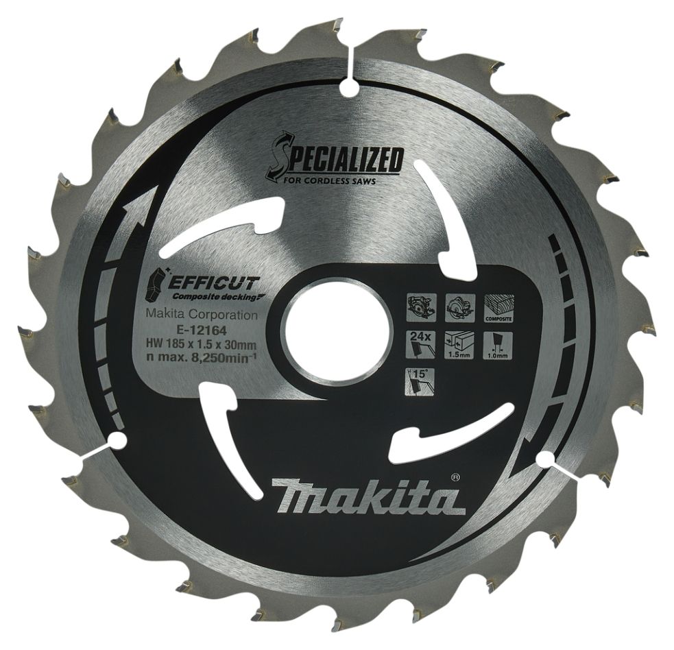 Makita Zubehör E-12164 Kreissägeblatt WPC Efficut 185x30x1,5 24T 15g