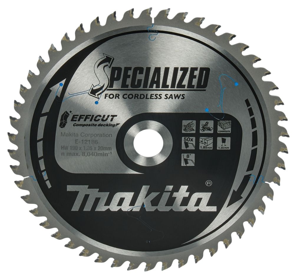 Makita Zubehör E-12186 Gehrungssägeblatt WPC Efficut 190x20x1,85 50T 8g