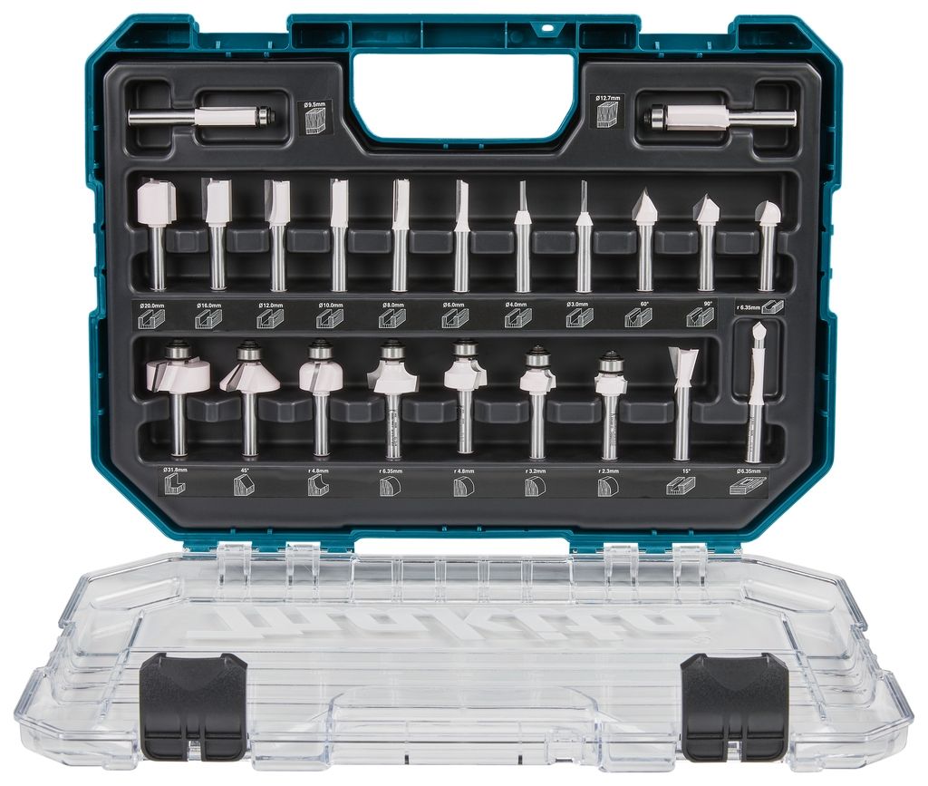 Makita Zubehör D-74778 Fräser-Set 8mm 22-teilig im Kunststoffkoffer