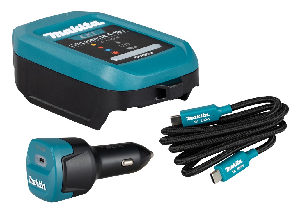 Makita Zubehör 1915U4-1 LXT DC18SJ USB-C-Ladeset + 12–24-V-Autoadapter