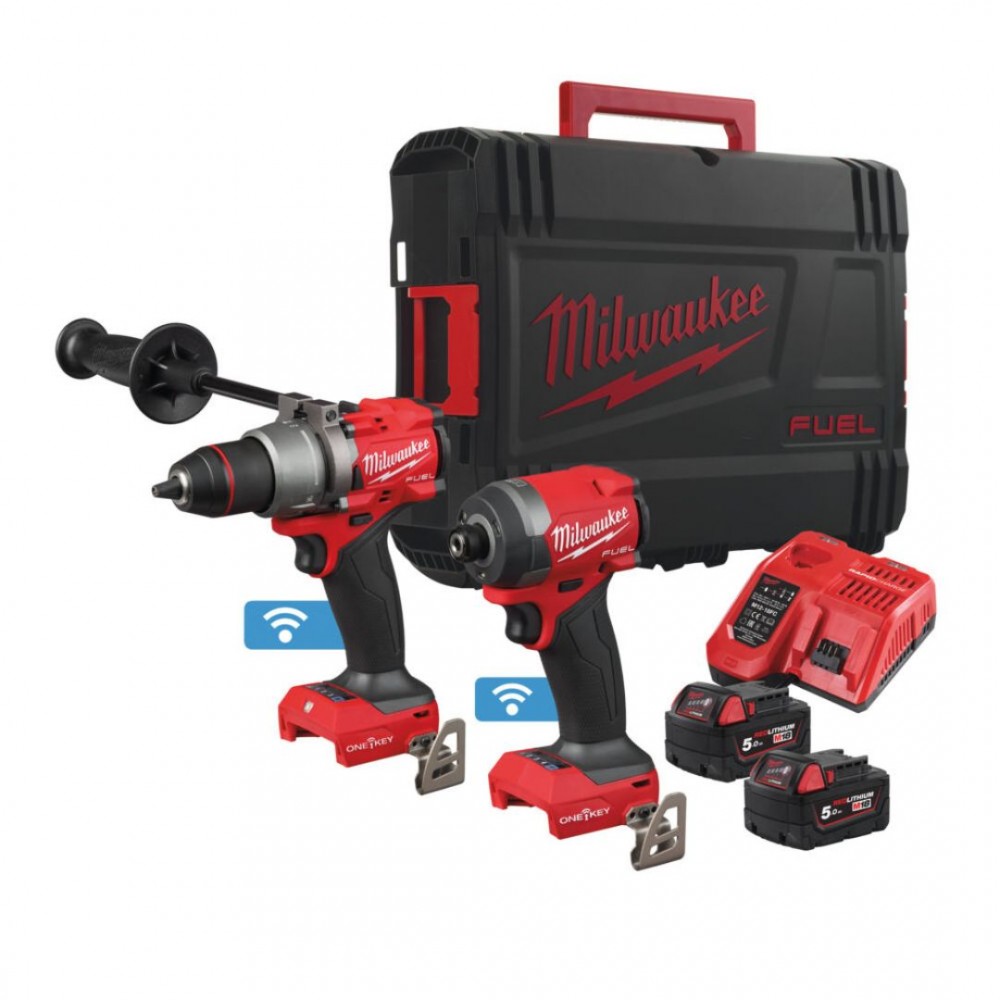 Milwaukee 4933493244 M18 FPP2A3-502X Powerpack 18V 5.0Ah Li-Ion - M18 ONEPD3 Schlagbohrmaschine + M18 ONEID3 Schlagschrauber im Koffer