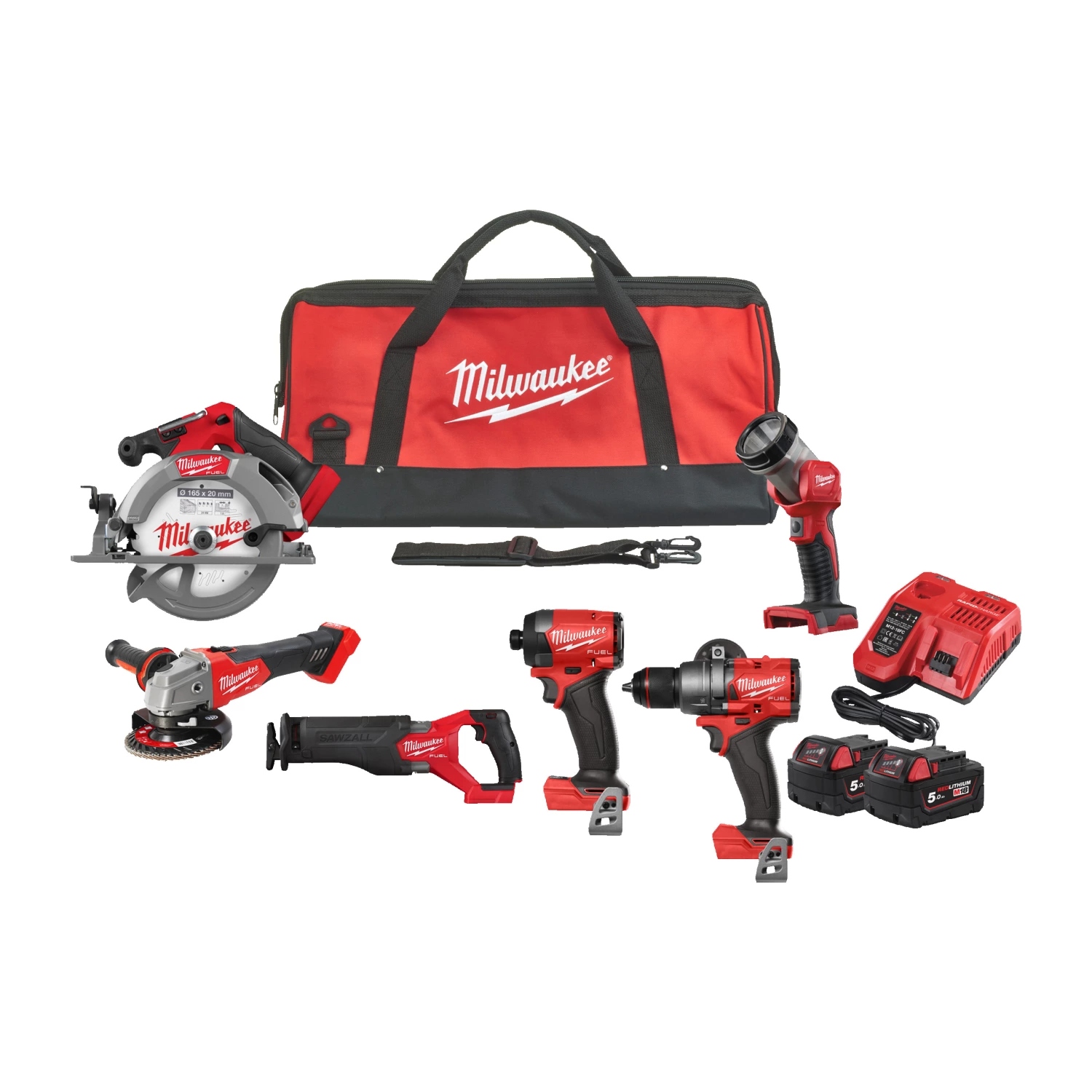 Milwaukee 4933498658 M18 FPP6G3-502B M18 FUEL™ Powerpack 6 Maschinen 18V 5.0Ah Li-Ion in Tasche 4933480874