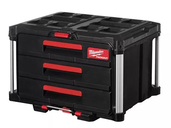 Milwaukee Zubehör 4932472130 Packout Werkzeugkasten mit 3 Schubladen 
