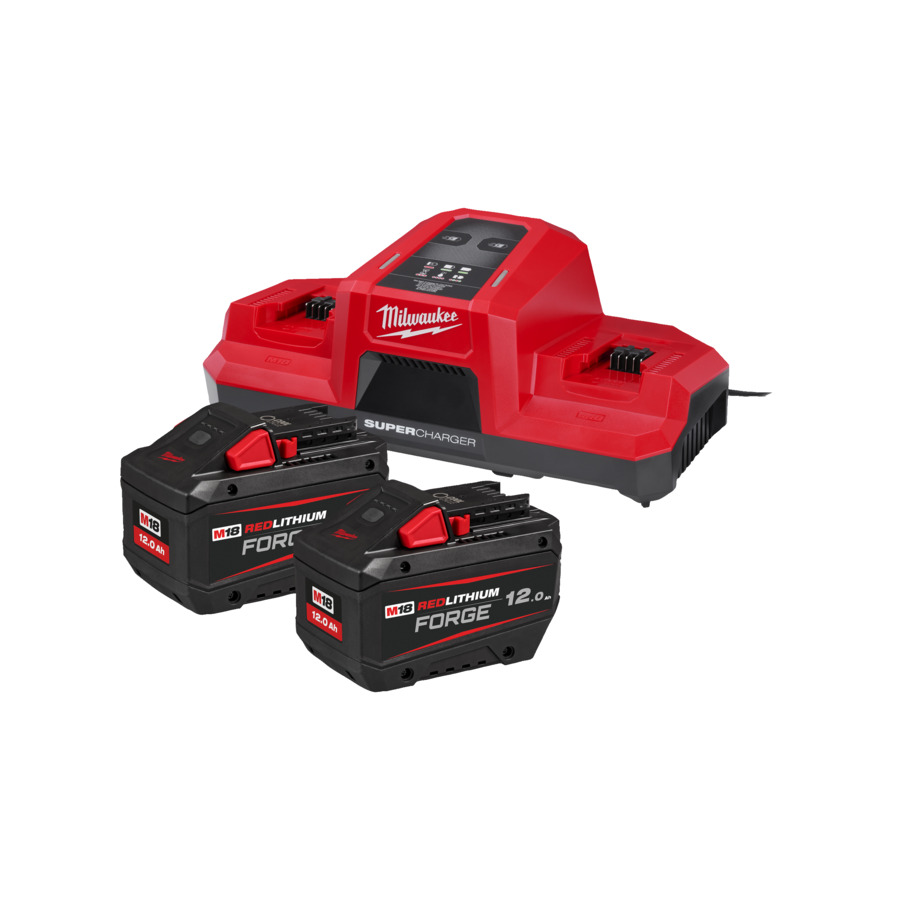 Milwaukee Zubehör 4933498614 ForgeNRG-122DBSC Akku-Ladeset - 2 x Akku M18 FORGE 12Ah + M18 DBSC Dual Bay SUPER Charger