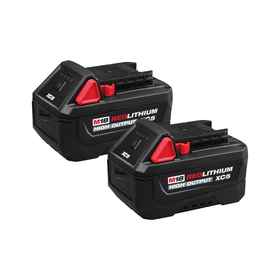 Milwaukee Zubehör M18B5DUO M18 HB5 HIGH OUTPUT Duopack – 2x Akku 18 V, 5,0 Ah, Li-Ion