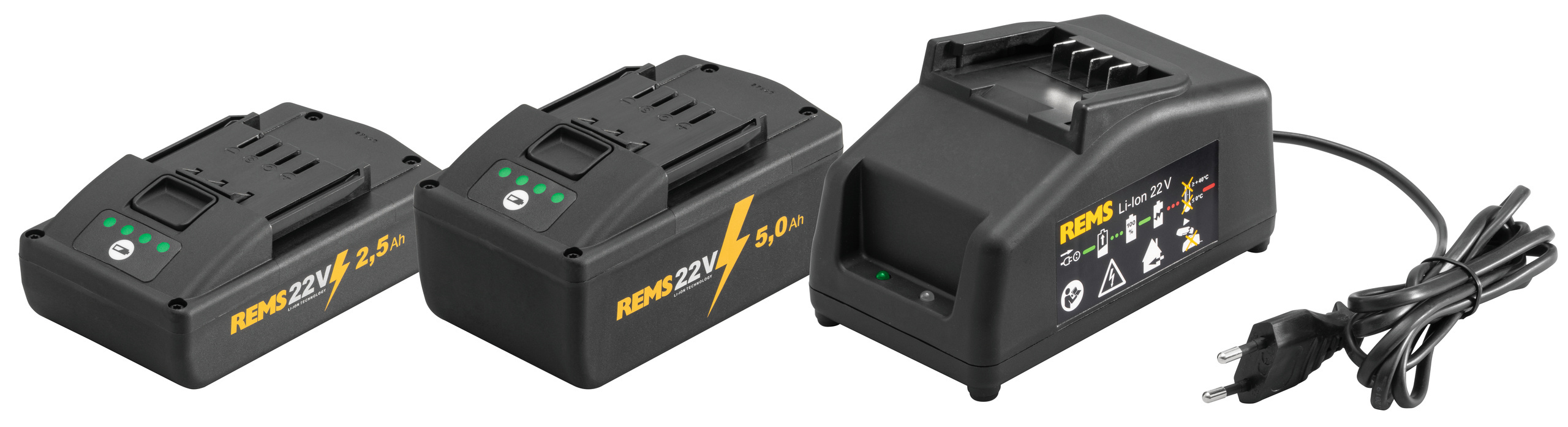 Rems 571059 R220 Power-Pack 22V Akku-Set 1x 22V 2.5Ah + 1x 5.0Ah und Schnellladegerät