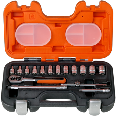 Bahco S160 1/4"-Steckschlüssel-Satz, metrisch, Sechskant, inklusive Umschaltknarre – 16-teilig