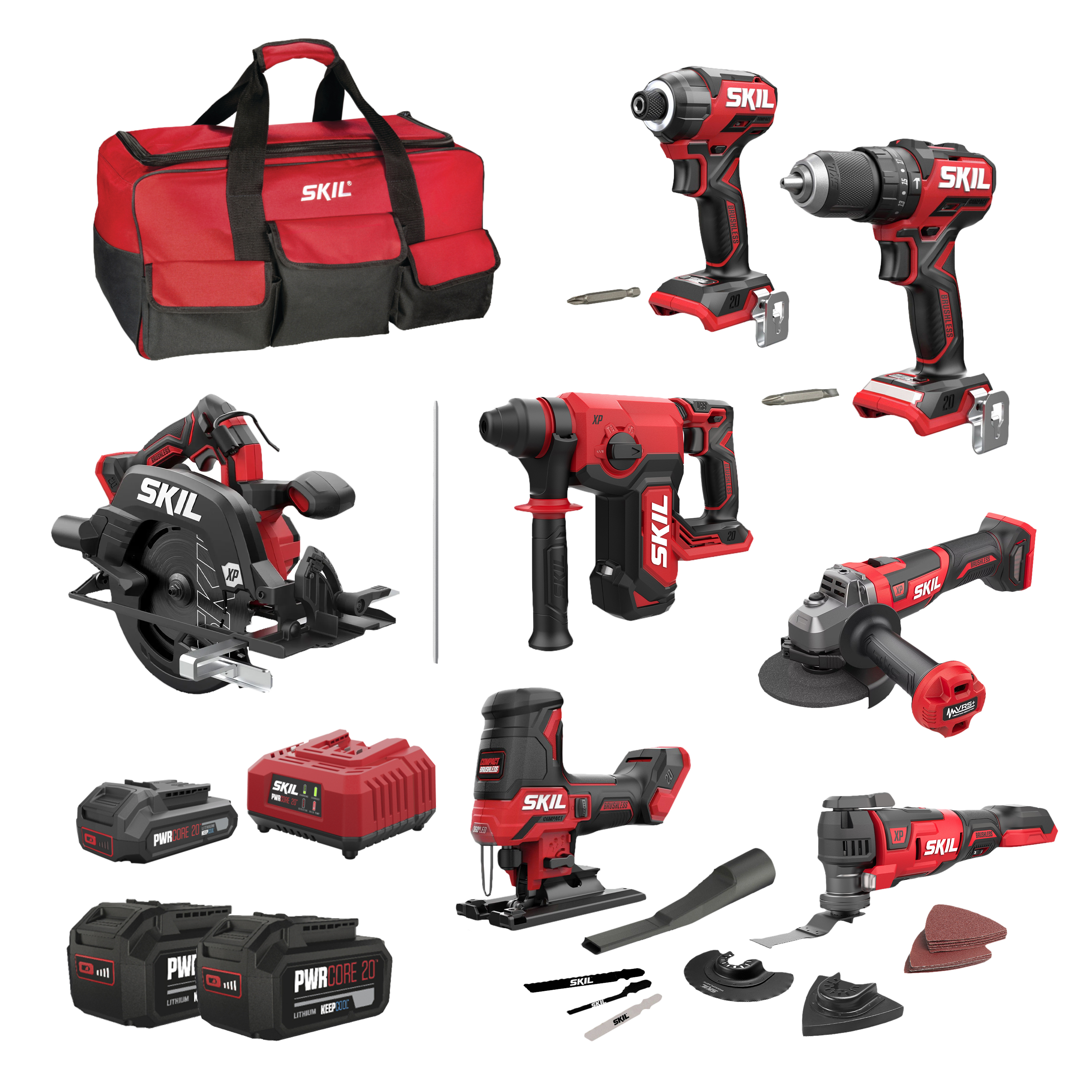 SKIL SkilTN7 7-teiliges Combi Set Professional 18V Werkzeugset mit Werkzeugtasche 20V 