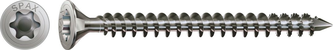 SPAX 1208001205505 Universalschraube 12 x 550 mm, Senkkopf, T-STAR PLUS T50, Goldgewinde, Edelstahl A4 - 20ST